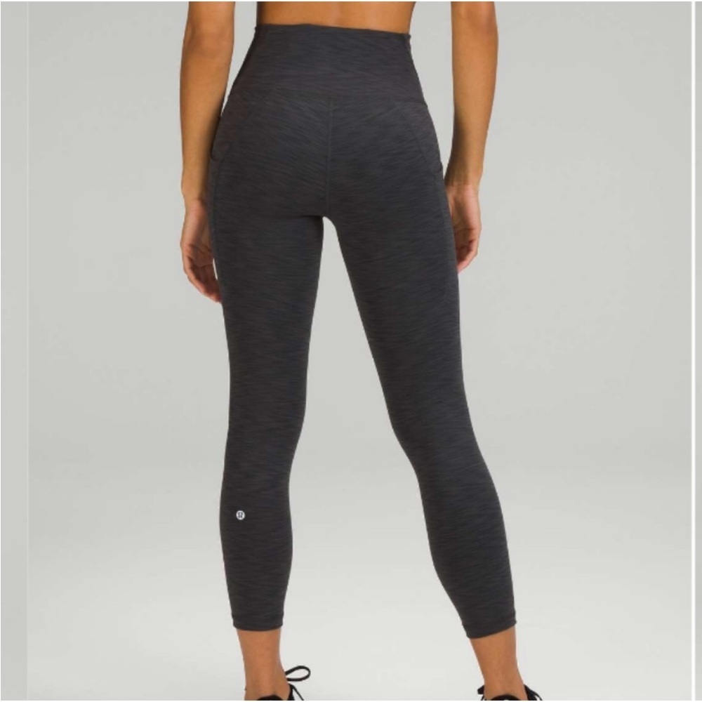 NEW Lululemon Wunder Train High-Rise Crop 4 Heathered Graphite Grey 23" Leggings